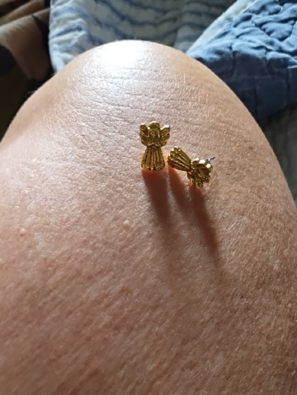 Gold Angel Stud Earrings - Women's Jewelry